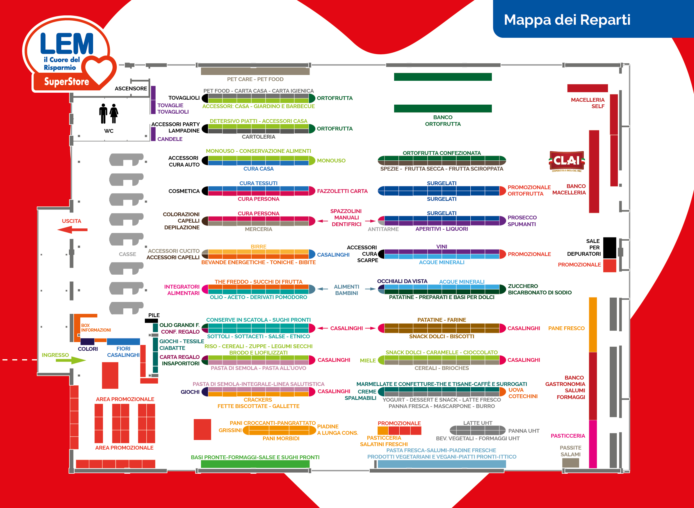 La mappa dei Reparti di Lem Superstore scopri la comodità e l'efficenza di una spesa organizzata